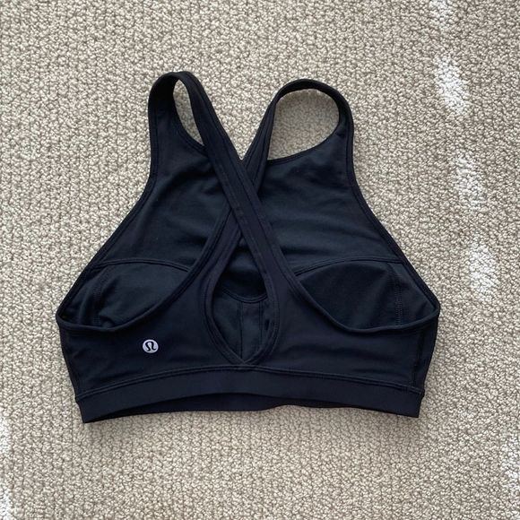 LULULEMON Colour Me Quick High Neck Sports Bra Light Support Size 4 Black EUC - Picture 5 of 9